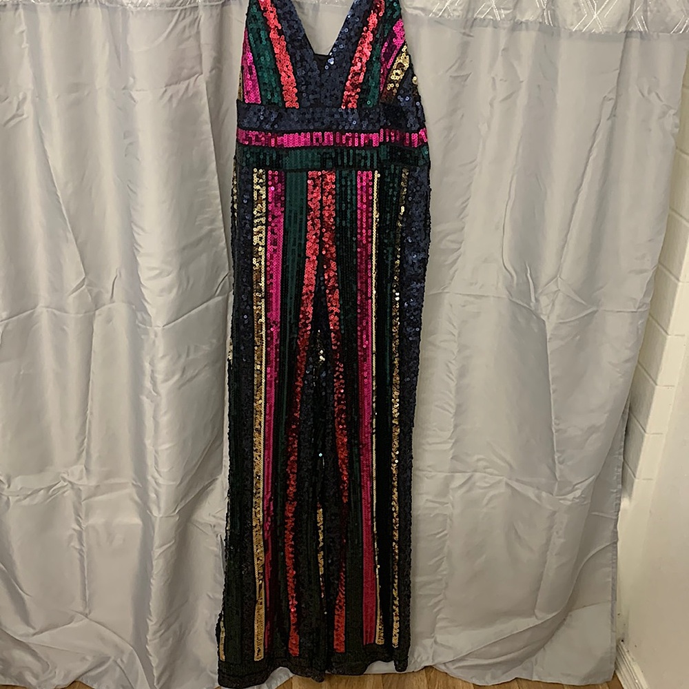 Multicolor sequence party romper